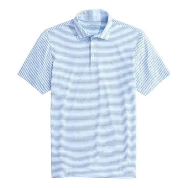 Light Blue Micro-Striped Classic Men’s Polo T-Shirt
