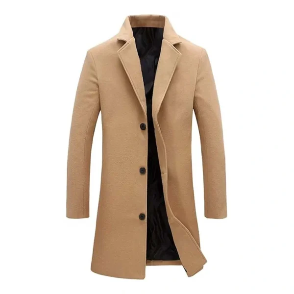 Classic Men's Camel Wool Coat – Warm Elegant Outerwear