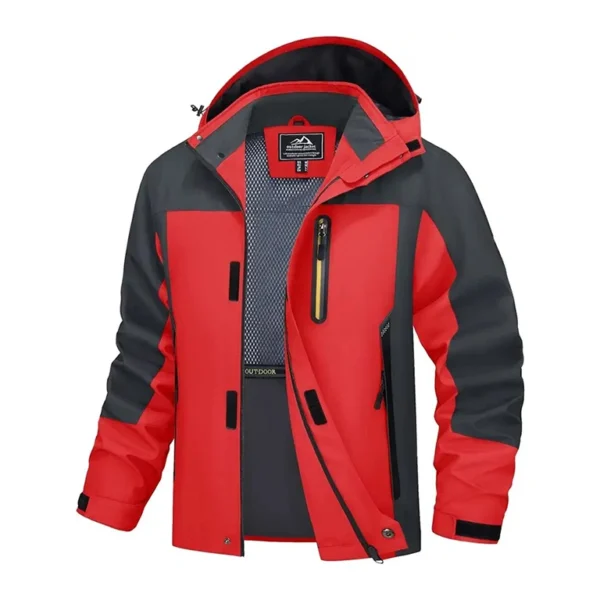 Men’s Red and Black Waterproof Outdoor Windbreaker Jacket