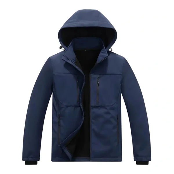 Navy Blue Windbreaker Jacket with Hood