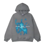 Aelfric Eden Men's Lightweight Grey Pullover Hoodie with "Pray the Lord" Abstract Blue Graphic
