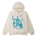 Male model wearing Aelfric Eden "Pray the Lord" Abstract Blue Silhouette Men's Lightweight Hoodie