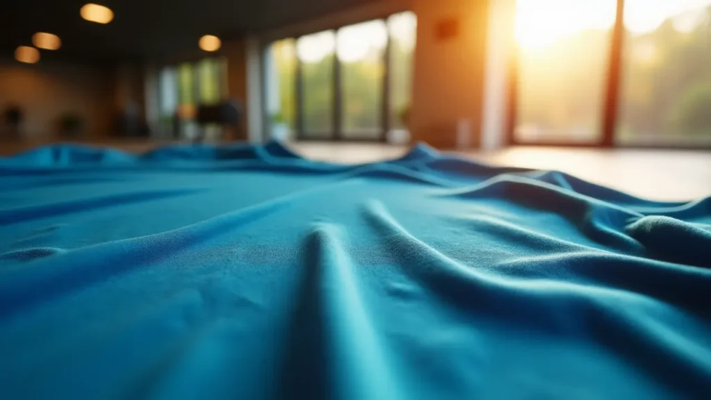 Close-up of stretchable Dri Fit fabric made with elastane and tri blend materials showing flexibility and softness.