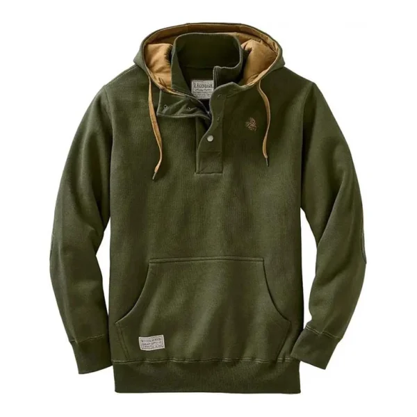 Legendary Outdoors Olive Green Snap-Neck Fleece Hoodie