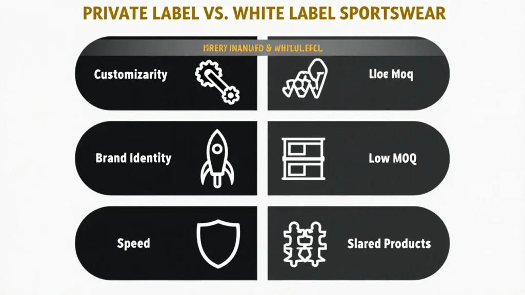 Comparison chart showing differences between private label and white label sportswear models.