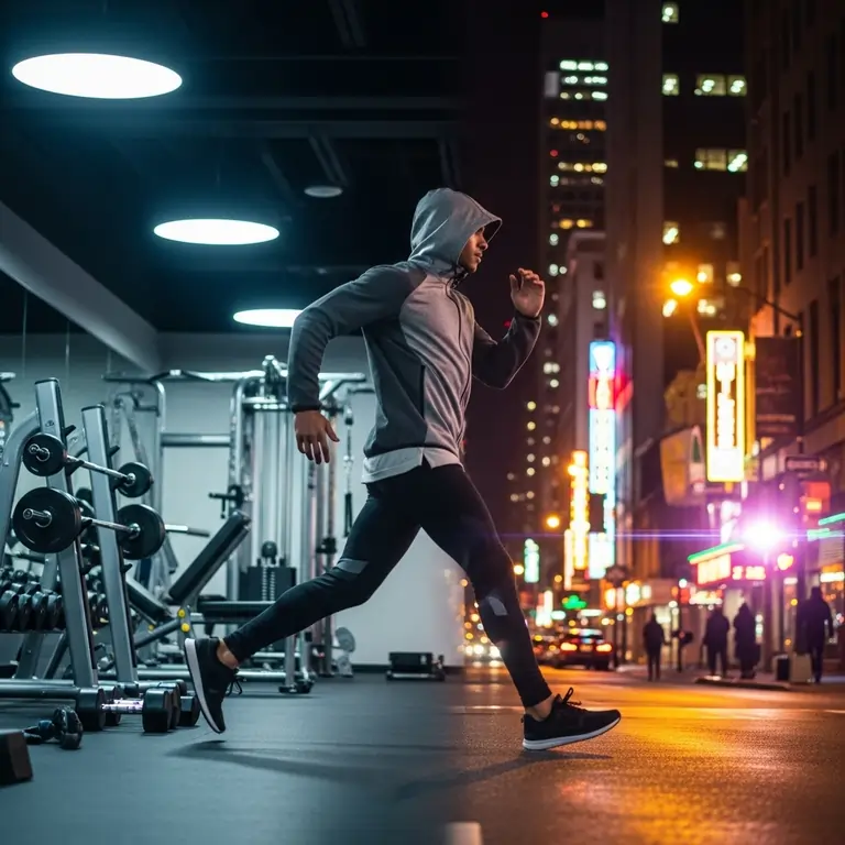 Men's athletic performance hoodie with 4-way stretch fabric and moisture-wicking technology.